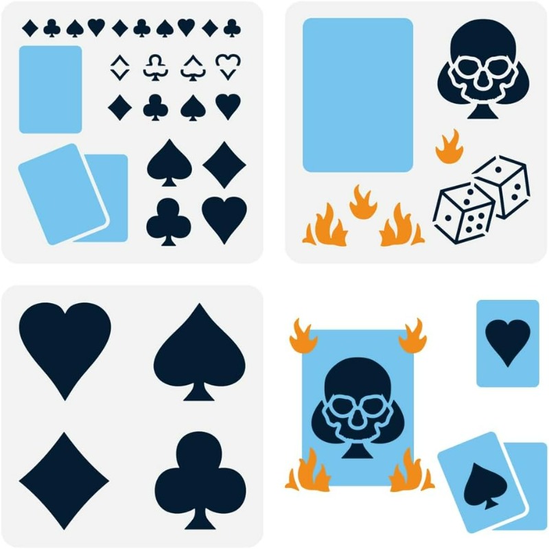 Board Game Template - 3 Pcs Playing Cards Stencil 5.9x5.9