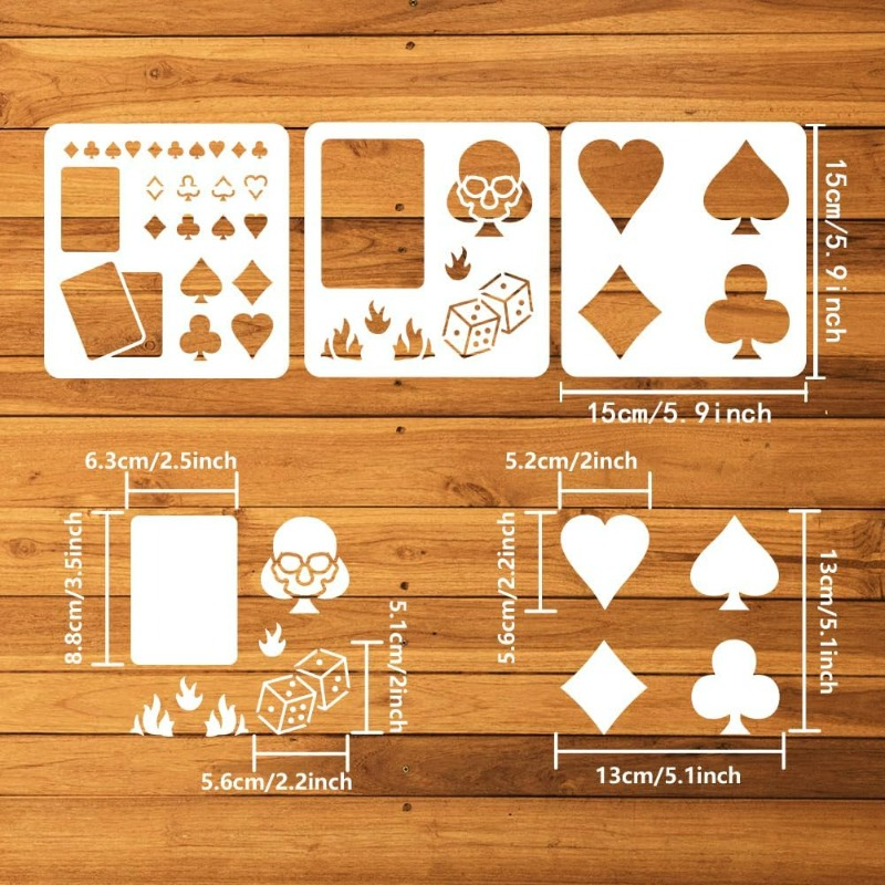 3 Pcs Playing Cards Stencil 5. - đánh giá và giá Board Game Template