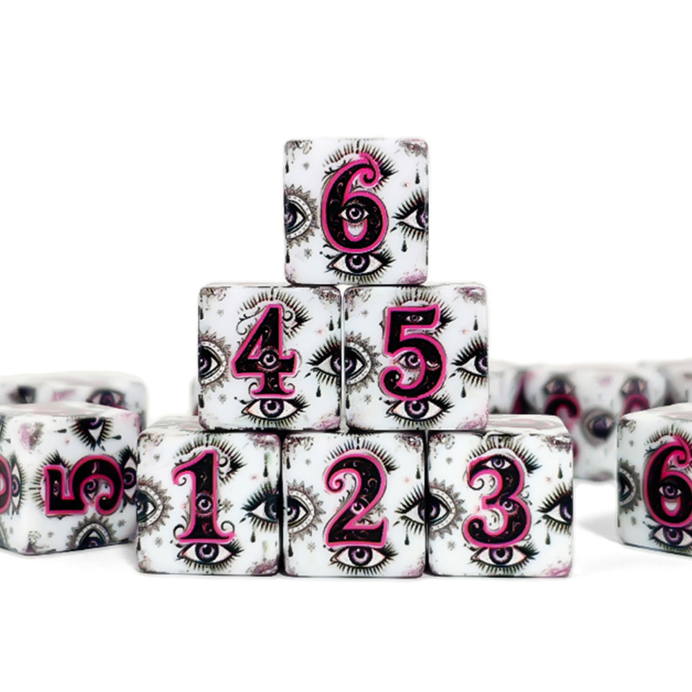 12Pcs 16MM D6 Acrylic Printed  - đánh giá và giá Board Game Print