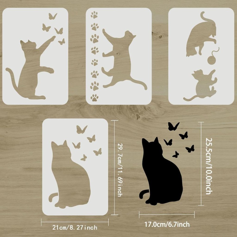 4 Pcs Cat Butterfly Stencil 11 - đánh giá và giá Board Game Template